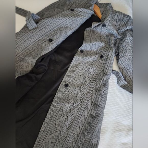 ECCOCI knit coat belted side pockets wool blend new without tags minimalist - Picture 13 of 16